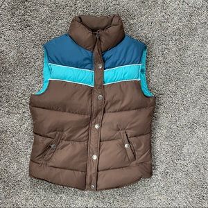 Aeropostale Down Vest Brown With Blues Size M